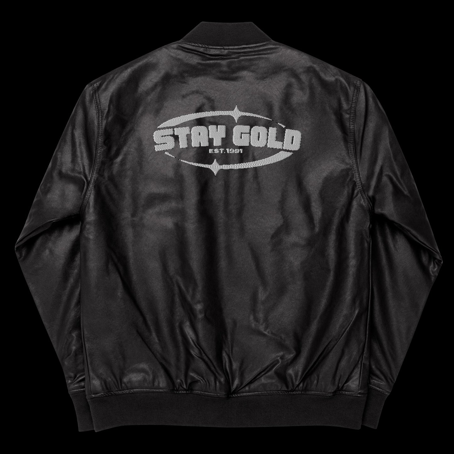 Stay Gold Leather Bomber Jacket