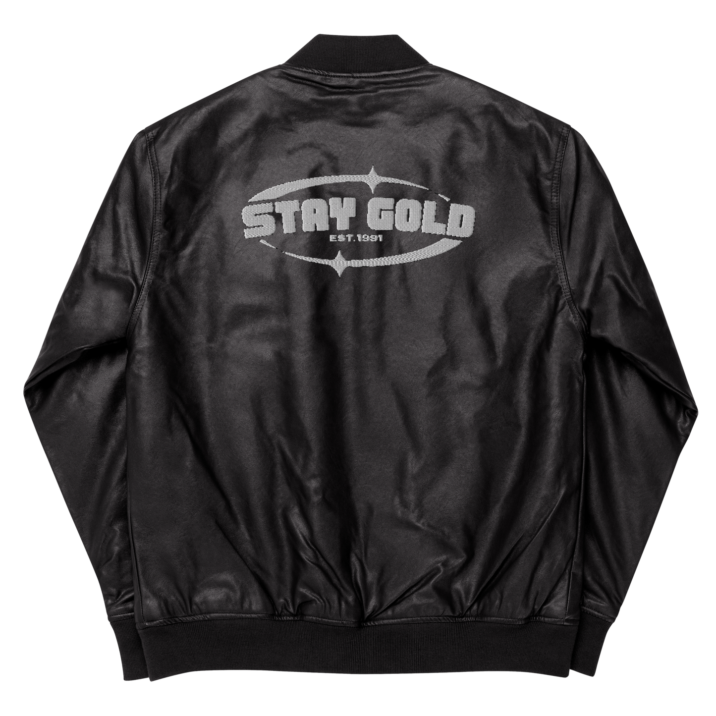 Stay Gold Leather Bomber Jacket