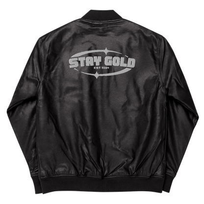 Stay Gold Leather Bomber Jacket