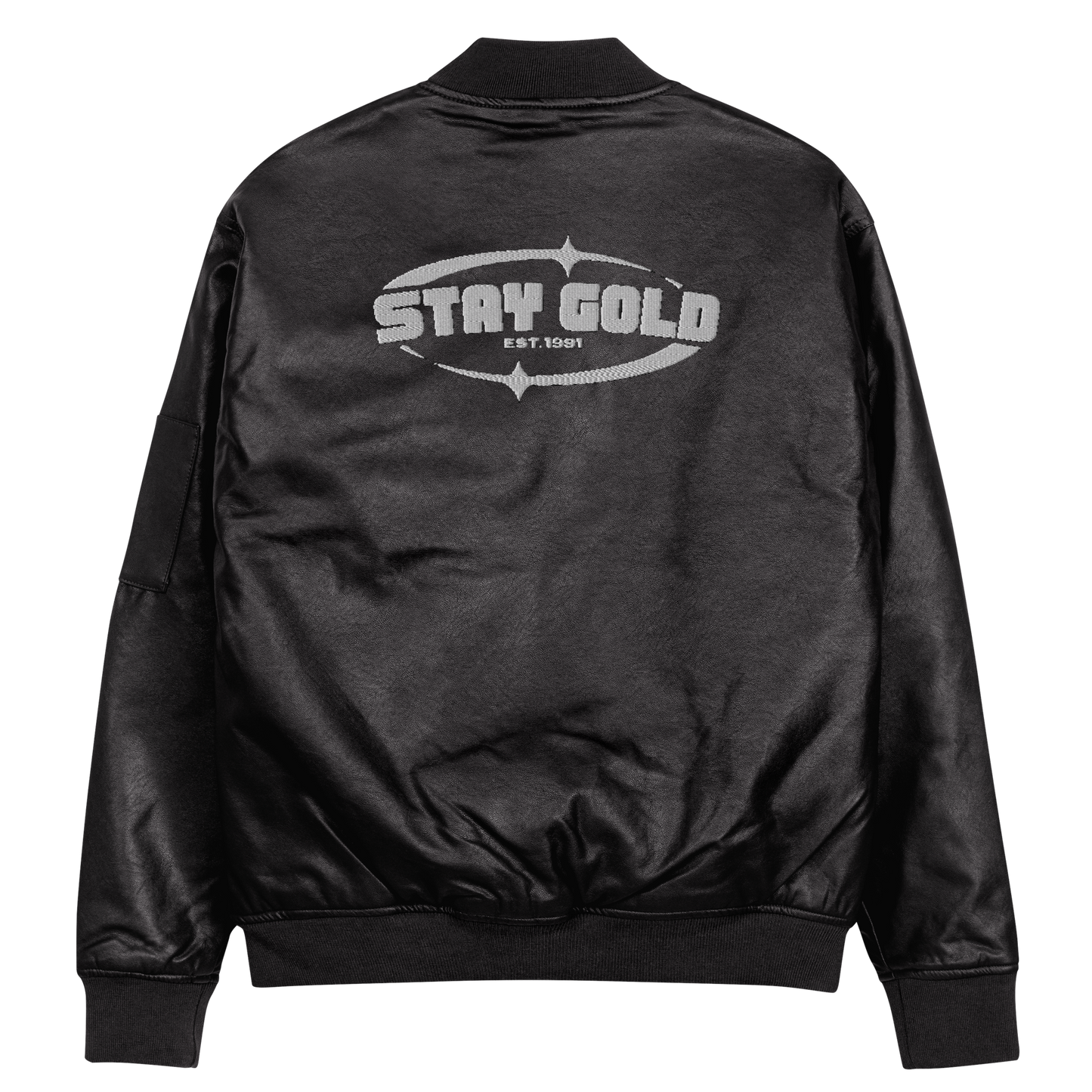 Stay Gold Leather Bomber Jacket