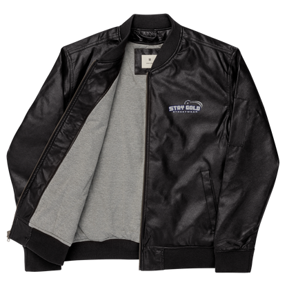 Stay Gold Leather Bomber Jacket