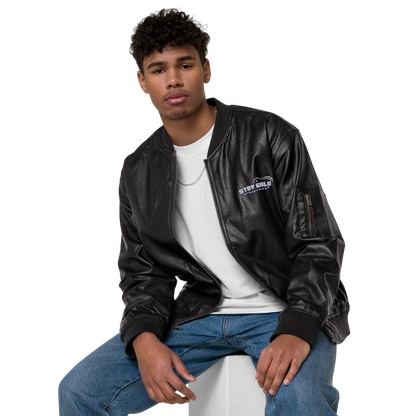 Stay Gold Leather Bomber Jacket
