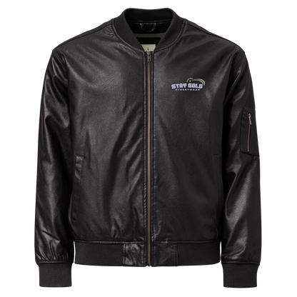 Stay Gold Leather Bomber Jacket