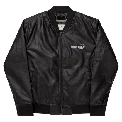 Stay Gold Leather Bomber Jacket