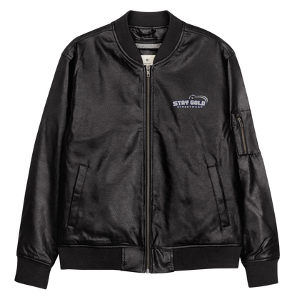 Stay Gold Leather Bomber Jacket
