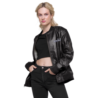 Stay Gold Leather Bomber Jacket