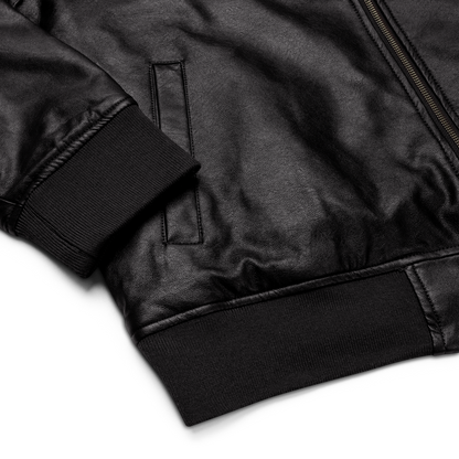 Stay Gold Leather Bomber Jacket