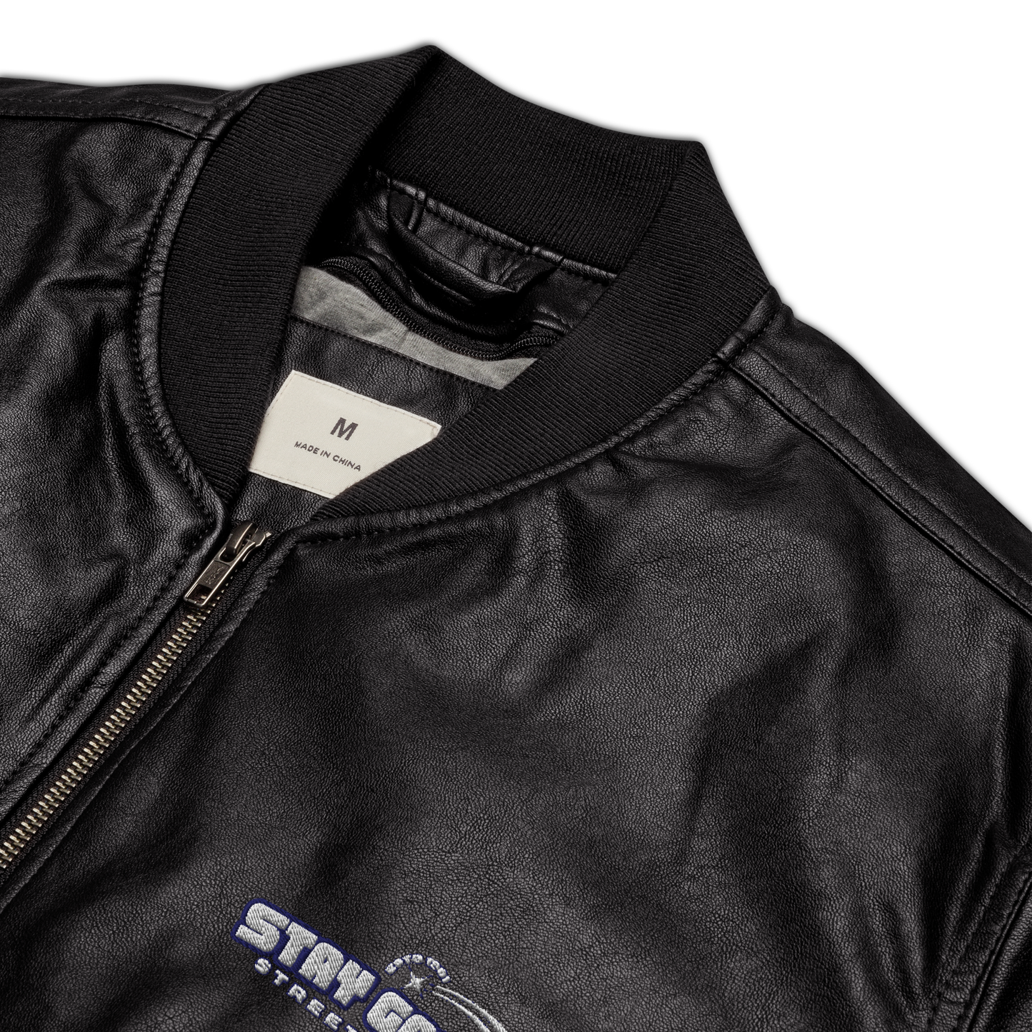 Stay Gold Leather Bomber Jacket
