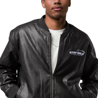 Stay Gold Leather Bomber Jacket