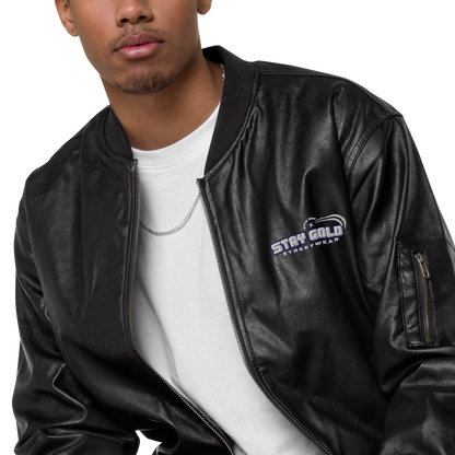 Stay Gold Leather Bomber Jacket