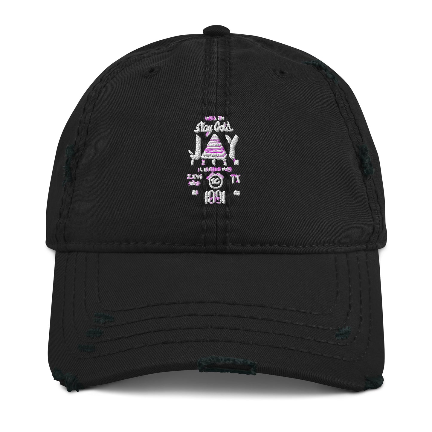 Stay Gold Distressed Dad Hat Black